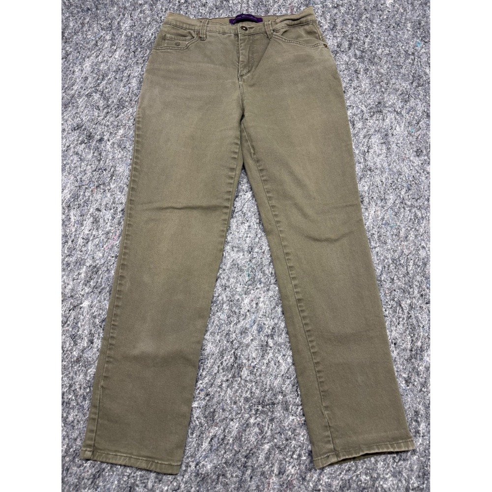 Gloria Vanderbilt Amanda High Rise Tapered Jeans Olive Green Size 6 Short